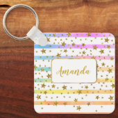 Porte-clés Rayures et étoiles girly (Recto)