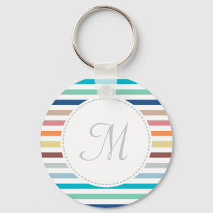 Porte-clés Rayures horizontales d'arc-en-ciel en pastel chic
