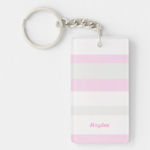 Porte-clés Rayures horizontales Harmony Gris Rose Blanc