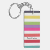 Porte-clés Rayures horizontales larges d'arc-en-ciel Girly (Devant gauche)