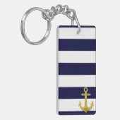 Porte-clés Rayures nautiques d'ancre d'or (Devant gauche)