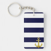 Porte-clés Rayures nautiques d'ancre d'or (Devant)