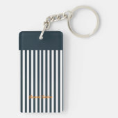 Porte-clés Rayures Navy | Monogramme du gentleman moderne (Dos)