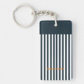 Porte-clés Rayures Navy | Monogramme du gentleman moderne (Devant)