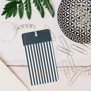 Porte-clés Rayures Navy Monogramme du gentleman moderne