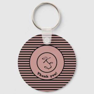 Porte-clés Rayures noires et roses Monogramme personnalisé, N