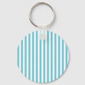 Porte-clés Rayures verticales classiques bleu clair et blanc (Verso)