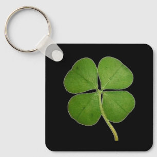 Porte-clés Real 4 Leaf Clover Shamrock Black