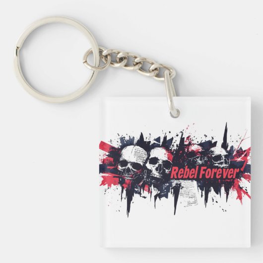 Porte-clés "Rebel Forever" - Edgy Skull Design graphique (Devant)