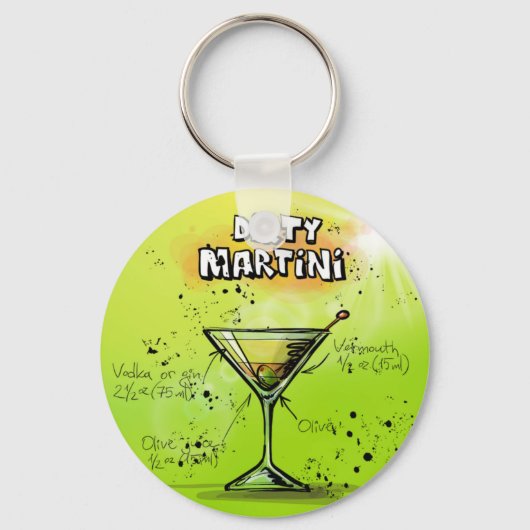 Porte-clés Recette de cocktail Martini (Recto)
