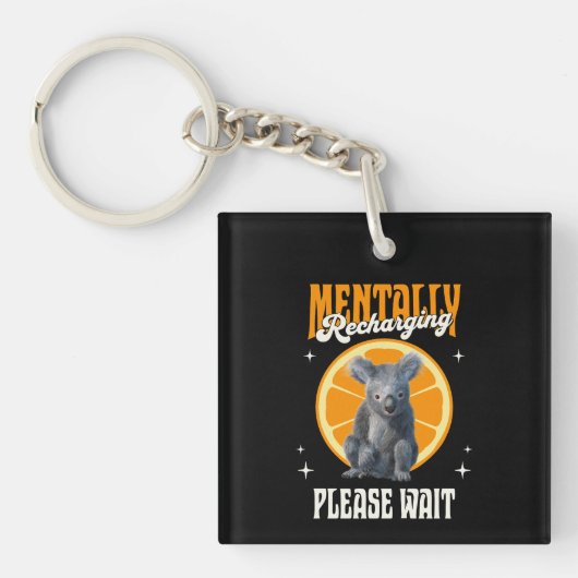 Porte-clés Recharge mentale de koala introverti design (Devant)