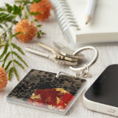 Porte-clés Réchauffement climatique - Maison en feu - Fête du (Devant Droit)