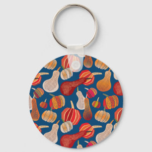 Porte-clés Récolte d'action de grâces : Art Vintage Citrouill