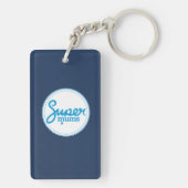 Porte-clés Rectangle à anneaux (double face) - bleu marine (Dos)