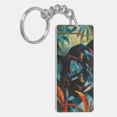 Porte-clés Rectangle acrylique de la panthère Abstraite nommé (Devant gauche)