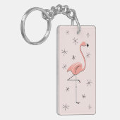Porte-clés Rectangle acrylique Flamant rose rose 'Texte' (Devant gauche)