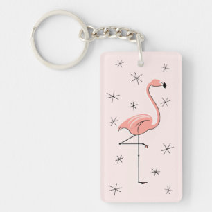 Porte-clés Rectangle acrylique Flamant rose rose 'Texte'