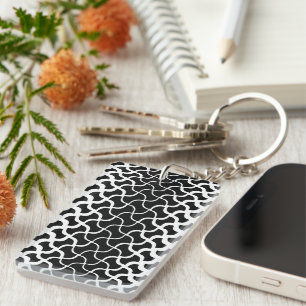 Porte-clés Rectangle Acrylique noir et blanc Porte - clé Abst