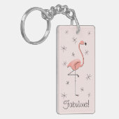 Porte-clés Rectangle acrylique rose Flamant rose 'Fabulous' (Devant gauche)