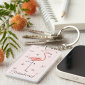 Porte-clés Rectangle acrylique rose Flamant rose 'Fabulous' (Devant droit)