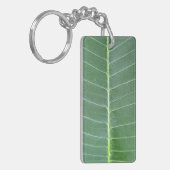 Porte-clés Rectangle blanc feuille verte (Devant gauche)