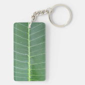 Porte-clés Rectangle blanc feuille verte (Dos)
