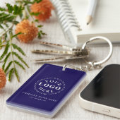 Porte-clés Rectangle bleu foncé personnalisé (recto-verso) (Devant droit)