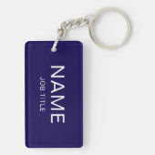 Porte-clés Rectangle bleu foncé personnalisé (recto-verso) (Dos)