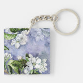 Porte-clés Rectangle de fleur de pommier (recto-verso) (Dos)