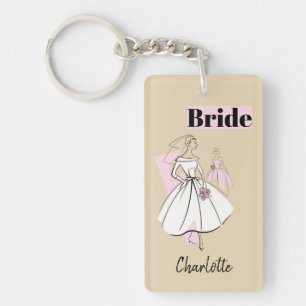 Porte-clés Rectangle de la mariée neutre de mode