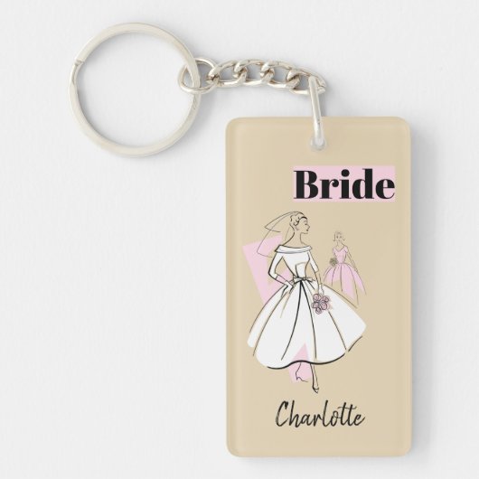Porte-clés Rectangle de la mariée neutre de mode (Devant)