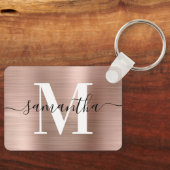 Porte-clés Rectangle de monogramme de signature moderne en fe (Recto)