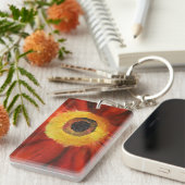 Porte-clés Rectangle de peinture à la fleur (double face) Por (Devant droit)