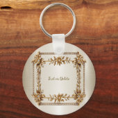 Porte-clés Rectangle doré Fleurs Dimonées brillantes (Verso)