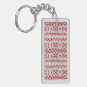 Porte-clés rectangle en acrylique ROUGE TRICOT NOR (Devant gauche)