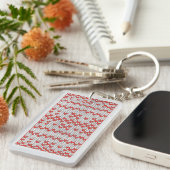 Porte-clés rectangle en acrylique ROUGE TRICOT NOR (Devant droit)