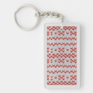 Porte-clés rectangle en acrylique ROUGE TRICOT NOR