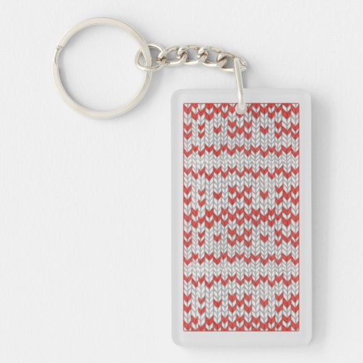 Porte-clés rectangle en acrylique ROUGE TRICOT NOR (Devant)