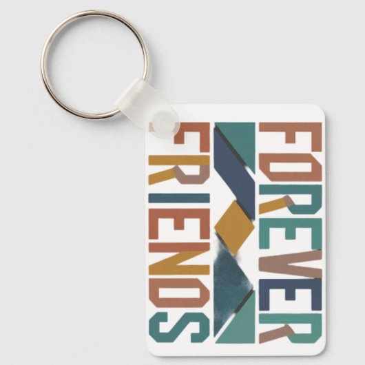 Porte-clés rectangle en aluminium Forever Friends (Recto)