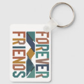 Porte-clés rectangle en aluminium Forever Friends (Verso)