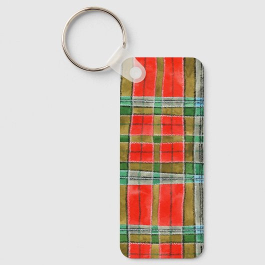 Porte-clés rectangle en aluminium MAC BAIN TARTAN (Recto)