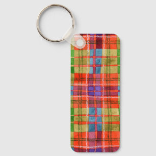 Porte-clés rectangle métallique MAC RAE TARTAN