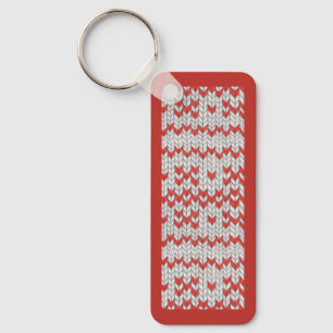 Porte-clés rectangle métallique tricot nordique ro
