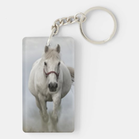 Porte-clés Rectangle Modèle photo simple pour lueur de cheval (Dos)