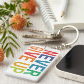 Porte-clés rectangle « Ne jamais abandonner » (Devant droit)