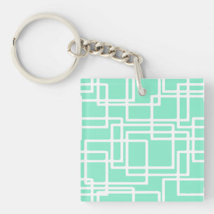Porte-clés Rectangles Rétro Modernes Sur Aqua Dilué