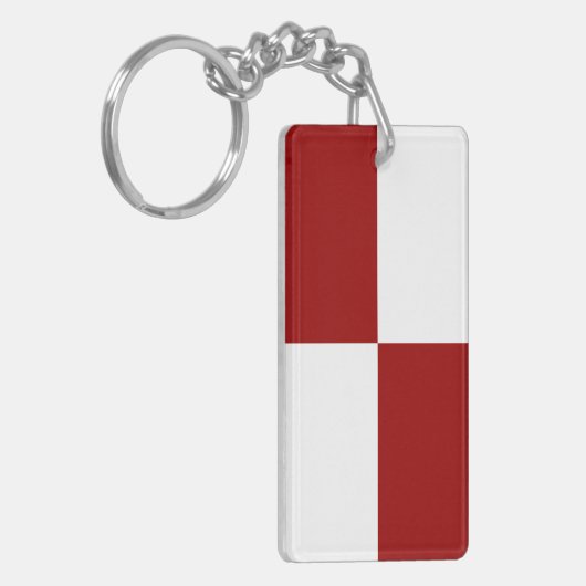 Porte-clés Rectangles rouge et blanc (Devant gauche)