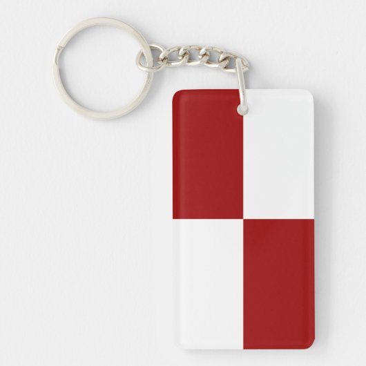 Porte-clés Rectangles rouge et blanc (Devant)