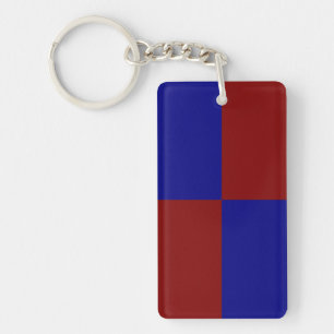 Porte-clés Rectangles rouge foncé et bleu