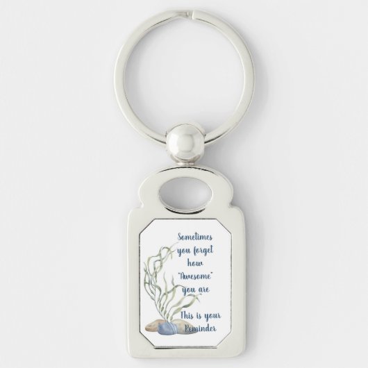 Porte-clés rectangulaire «Être génial» (Devant)